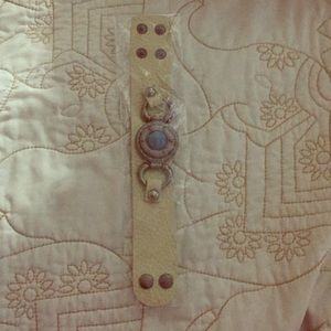 Leatherette cuff, chunky turquoise pendant